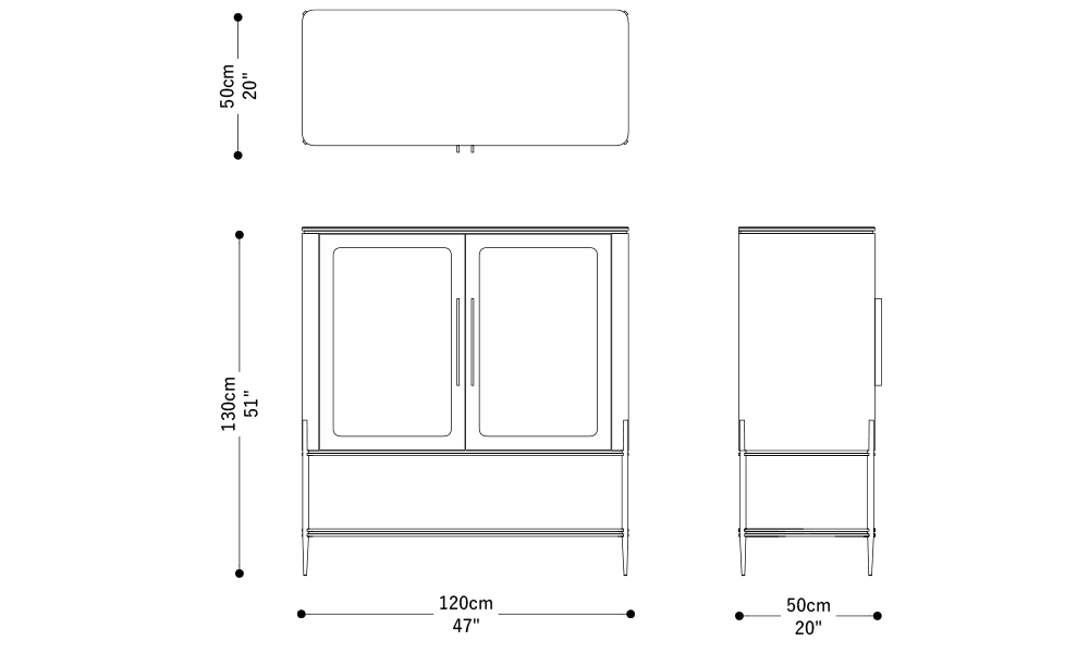 Image of the main dimensions of the product
